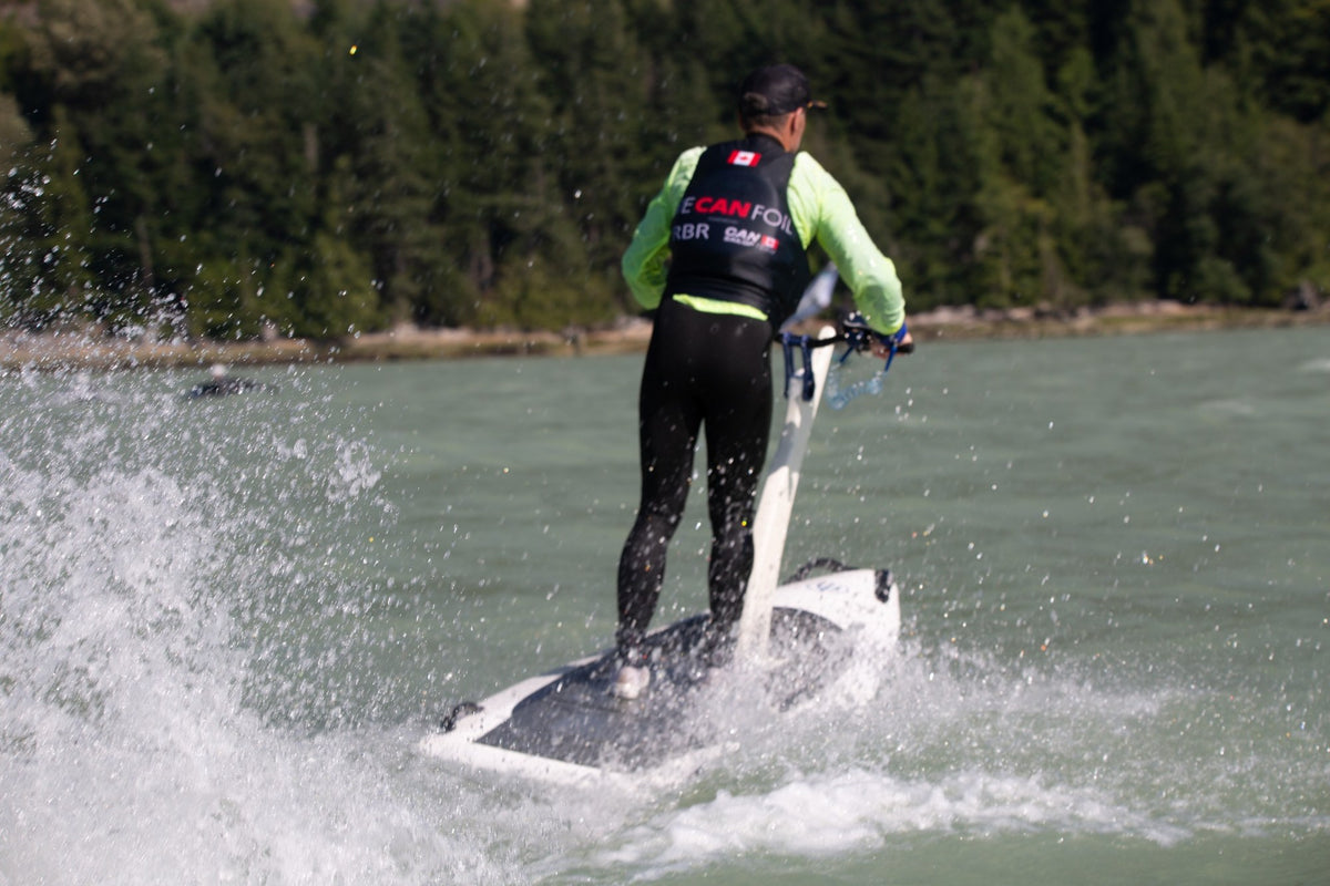 A rider demonstrating a Hydroflyer at BC Foil Fest