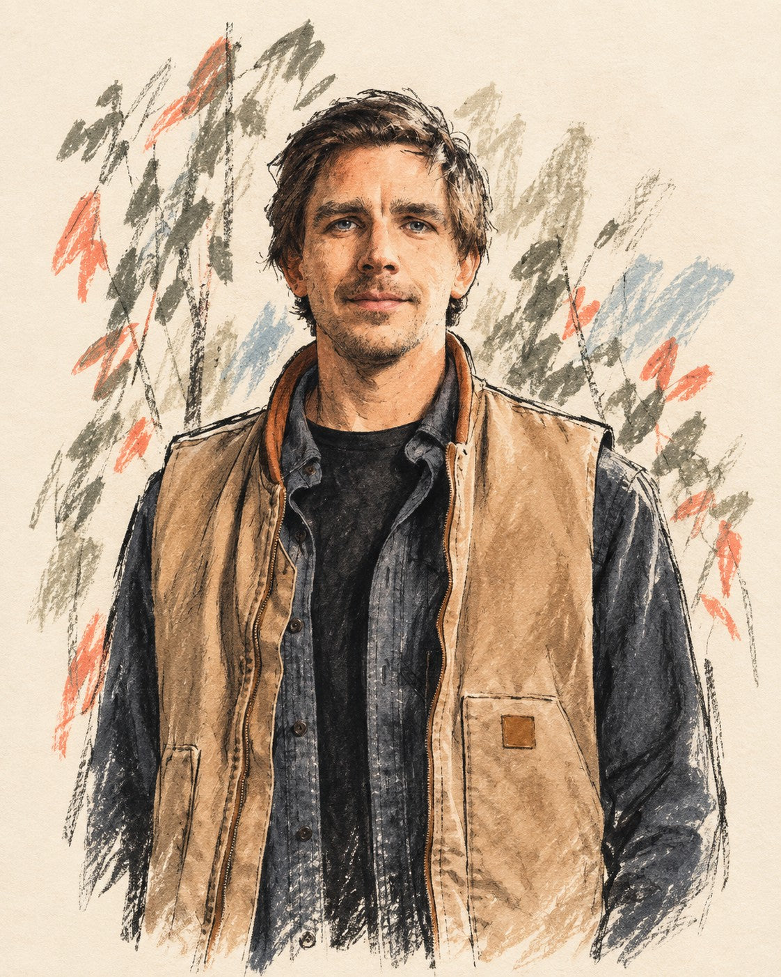 Illustrated portrait of first Raw Cuts speaker Kris Harris