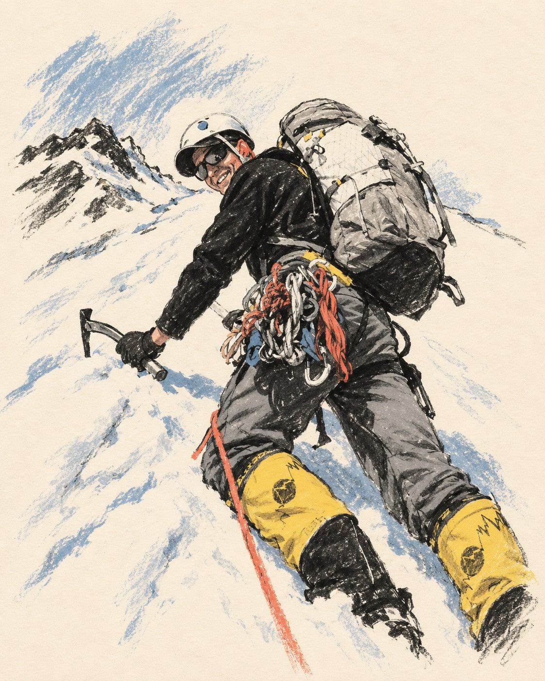 Raw Cuts artwork of Michael Horst in the mountains