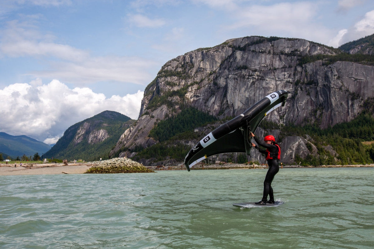 Wing foiling beneath the Stawamus Chief at BC Foil Fest 2026