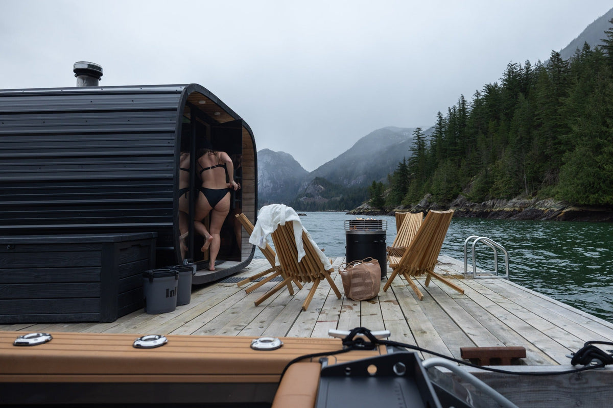 InFlow’s floating sauna during the Jasper Marine content shoot